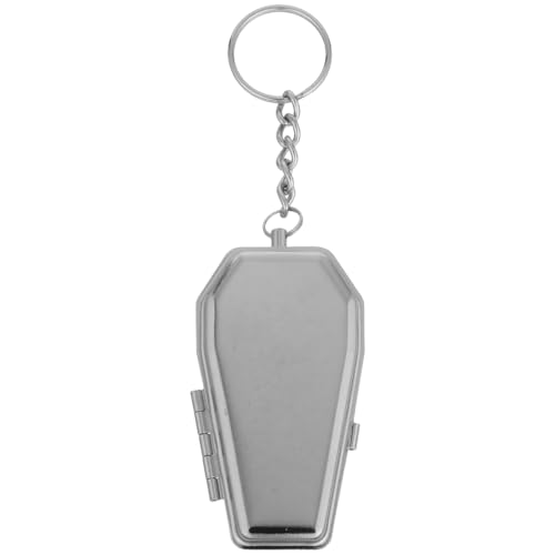 WESIEVYA Cenicero de bolsillo con forma de ataúd de hojalata, mini organizador de cenizas ahumadas, llavero de coche, llavero para bolso, mochila, colgante para viajes, camping