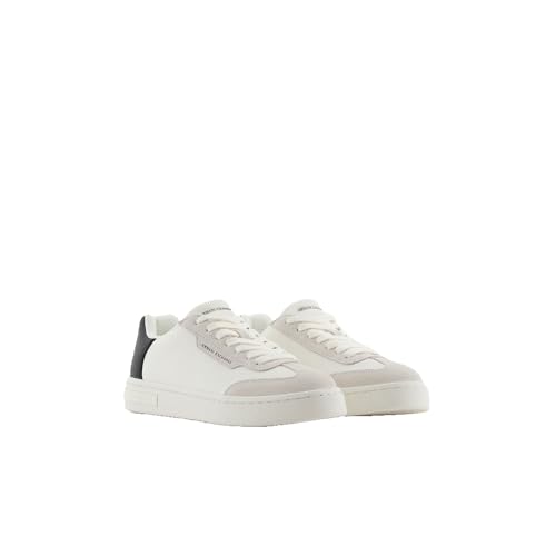 Armani Exchange Women's London Trainers, Off White Black, 5.5 UK