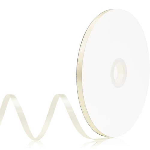 Aoropo Ivory Satin Ribbon 1/4 Inch x 120 Yards Solid Beige Polyester Fabric Ribbon for Gift Wrapping Floral Arrangements Crafts Wedding Hair Bows Party Supplies