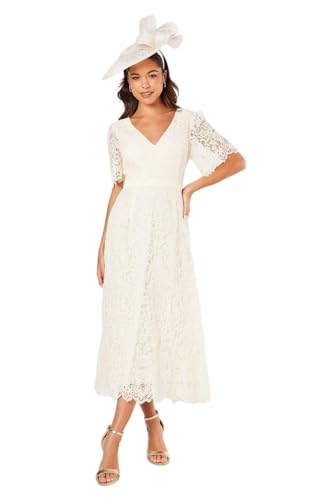 Image of Coast Lace Angel Sleeve Midi Dress, 12, Oyster