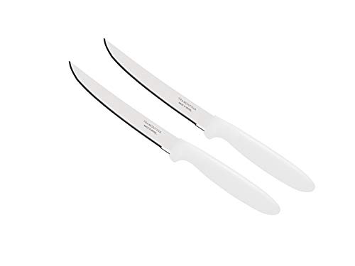 Tramontina Ipanema 2 Pieces Steak Knife Set with Micro Serrated Edge Stainless Steel Blades and White Polypropylene Handles