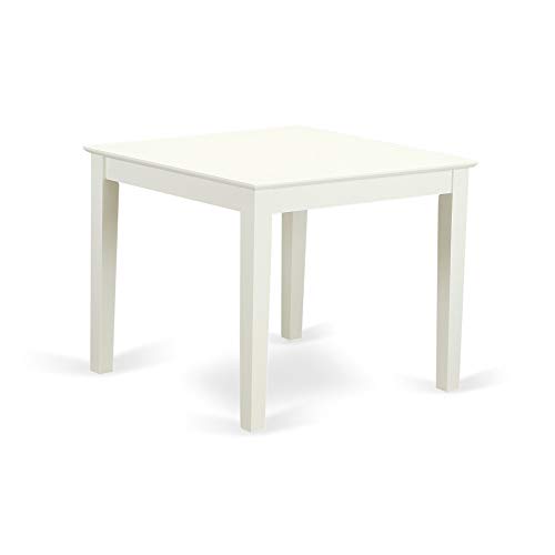East West Furniture OXVA5 LWH C 5 Piece Dining Room Table Set Includes a Square Wooden Table and 4 Linen Fabric Kitchen Dining Chairs 36×36 Inch Linen White