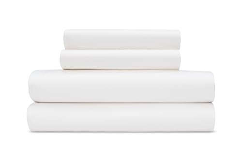 BleuBully Pure Beech Modal Sheet Sets – 400TC Cooling Sheets - Ultra Soft, Hypo-Allergenic Sateen Sheets from Beechwood (Ivory White, Queen)
