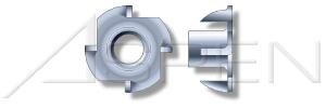 (500 pcs) 3/8"-16, Height=5/8", T-Nuts, 4 Prong, Steel, Zinc Plated