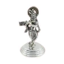 Indian Murali Krishna Pure Silver Krishnaji Idol – A Timeless Masterpiece for Your Pooja Room (Pack of 1)