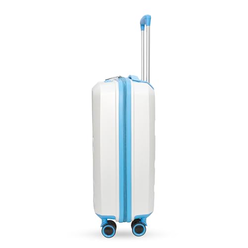 Image of SWISS MILITARY Star Luggage Bag, Textured Hard-Sided Trolley Bag, Cabin Luggage, Overnighter Trolley Bags|Durable ABS Body, Ergonomic 360 Rotatable Wheels, TSA Lock, 20 inches, White