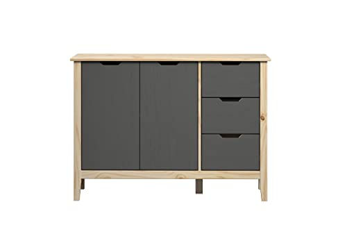 Inter-Furn Kommode, Kiefernholz, Kiefer Massiv-Grau/Natur lackiert, 110 x 79 x 39 cm Cover