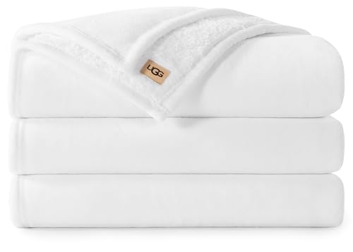 UGG Nita King Size Blanket Fluffy Soft Blanket for Bed Ultra Soft Cali King Bedding Oversized Throw for Couch Luxury Bedroom Decor 110-inch x 90-inch White Snow