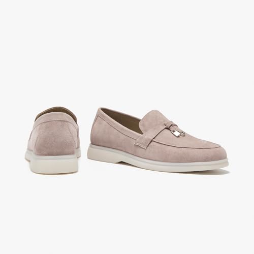Image of BEAU TODAY Suede Loafers Flats for Women, Women's Slip On Penny Loafers, Leather Driving Comfortable Dress Ladies Loafers Casual Office Work Shoes