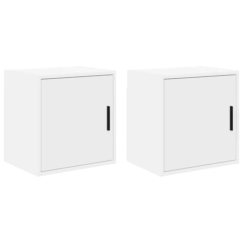 vidaXL Armarios de pared 2 uds para garaje madera de ingeniería blanco, armario, armario de pared para garaje, armario de herramientas montado en la pared