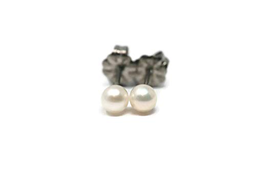 Salish Sea Inspirations Tiny 4-4.5Mm A Grade Cultured Freshwater Pearl Hypoallergenic Titanium Stud Earrings #TOP4
