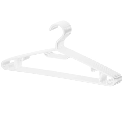 Berlona Cintres | 10 pièces | Cintre en Plastique avec Crochets latéraux | Cintre Peu encombrant, léger et Fonctionnel | 41 cm x 18,5 cm | pour Robes, Chemises, Pull-Overs, Vestes, Pantalons | Blanc