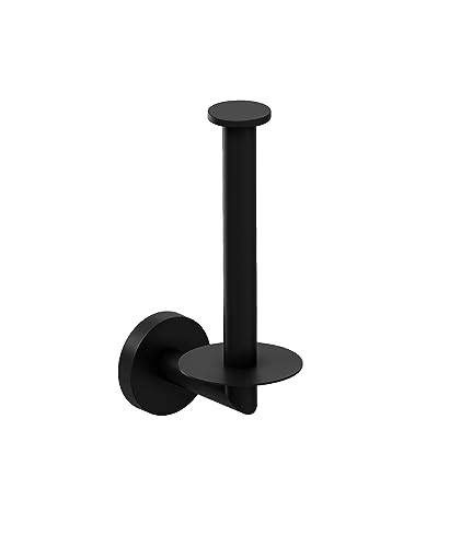 COSMIC Start Portarrollos de Papel Higiénico Vertical para el Baño de Diseño Circular y Contemporáneo. Soporte Colgador de Papel para WC Fabricado en Metal. Accesorio para Aseo de Color Negro Mate