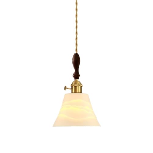Lustre rétro en laiton et noyer céramique élégante 15,5 cm