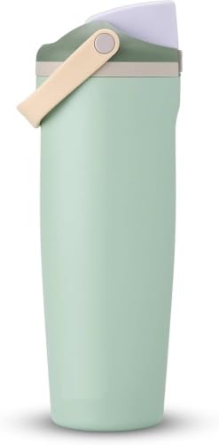 Image of Water Tumbler 900ml | FreeSip Dual Spout with Straw & Chug, Leak Proof Lock Lid | BPA Free Reusable Steel Tumbler | Cup Holder Friendly | Travel & Office (Eucalyptus)