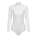 SUPRNOWA Women's Long Sleeve Turtleneck Top Bodysuit Mock Neck Stretchy Leotard Jumpsuit Body Suit with Zipper for Dance Gymnastics Cheerleading Fashion (Small, White)