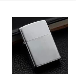 Premium Glossy Silver Windproof Flint Wheel Style Pocket Cigarette Lighter Without Fuel I Refill The Lighter with Oil Fluid/Fuel Before Use (Silver)