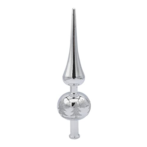 Toddmomy 1Pcs Christmas Tree Topper, Vintage Hand Painted Glass Spherical Christmas Tree Topper Ornament For Indoor Office Xmas New Year Holiday Tree Decoration, Silver #TOP19