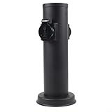 Outdoor 2-Way Garden Socket Column, Stainless Steel Round IP54 Waterproof Power Outlet Post for Lawn, Patio, Terrace Lighting and Tools, Anthracite Finish(Black)