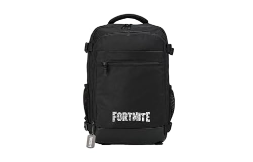 CYPBRANDS-Fortnite- Mochila juvenil, Adaptable a carro, Trolley, Material Escolar, Backpack, Color Negro, Producto Oficial