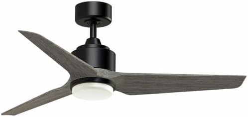 Fanimation TriAire Custom 3 Blade Ceiling Fan 12.92 Inch X 48 Inch Wide with Black Finish and Weathered Wood Blades, LED Light Kit