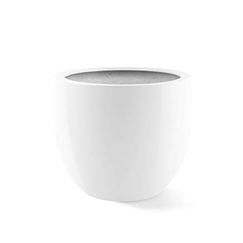 Luca Lifestyle Pflanzkübel Argento New Egg Pot Weiß Hochglanz Rund Fiberglas *5 Jahre Garantie* - 36x36x31 cm - Premium Qualität - F1137 Cover