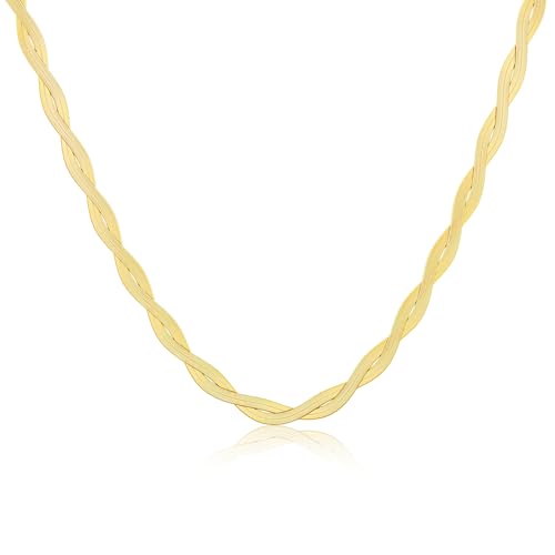 Tewiky Chunky Necklace, Dainty Statement Necklace 14k Gold Plated Thick Chain Necklace Simple Chunky...