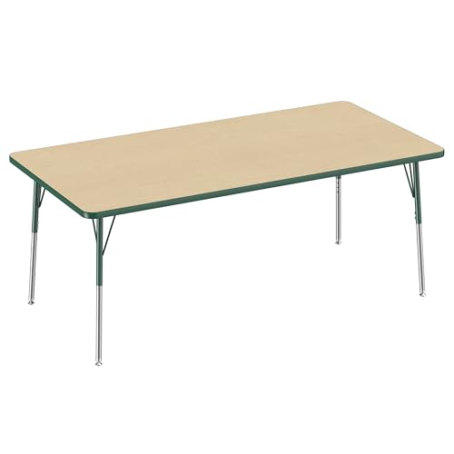 FDP 36" x 72" Rectangle Table with Swivel Glide Legs - Maple/Green