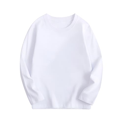 Kids Cotton Long Sleeve T Shirt Girls Boys Unisex Basic Soft Cotton Tops Solid Plain Crewneck Casual Tees Blouse