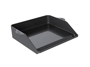 RÖSLE Plancha-Grillplatte, Hochwertige Grillplatte aus porzellanemailliertem Gusseisen für Fleisch, Gemüse und kleine Grillstücke, extra hoher Rand, 47 x 36, 5 cm, schwarz