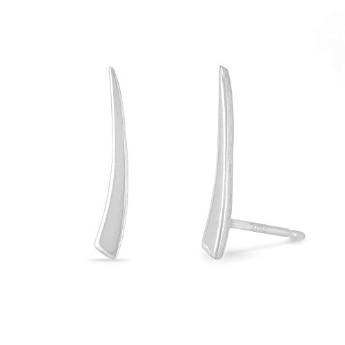 Boma Jewelry Sterling Silver Minimalist Long Curved Pointed Bar Ear Crawler Stud Earrings2
