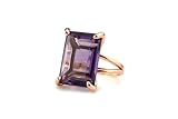 14k Rose Gold Amethyst Ring - Emerald-cut Birthstone Rings - Elegant Purple Rings for Women - Gift and Fashion Fine Jewelry for Her