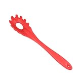 ULTECHNOVO Cucchiaio per Spaghetti in Silicone Alimentare Rosso Utensile da Cucina Antigraffio per Appendere Strumento Essenziale per Casa e Ristorante