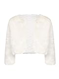 inhzoy Mädchen Plüsch Bolero Festlich Kunstpelz Jacke Schulterjacke Winter Prinzessin Umhang Wrap Schal für Festlich Hochzeit Blumenkinder Taufe Kleid Weiß 146-152