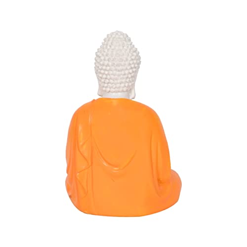 Image of Pot's & Plant's Pot's & Plant's Handcrafted Polymarble Meditation /Dhyan Buddha Statue Lord Figurine /Idol (5.5-inch) (Orange)
