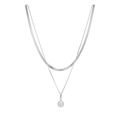 Collier Feng Shui en argent 925 et moissanite 1 carat avec double chaîne serpent pour femme