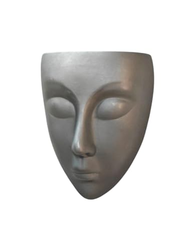 Image of Ceramic Lady Face Wall Hanging Planter | 17.5 x 13.5 cm Abstract Face Vase for Indoor Wall, Living Room, Balcony & Home Decor (Grey)