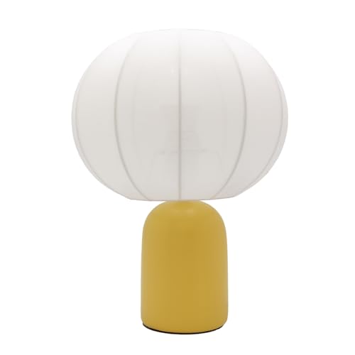 Box and beyond - Lampe de table Requi - Céramique Jaune et Tissu Blanc - Hauteur 32,5 cm - Ø25 cm...