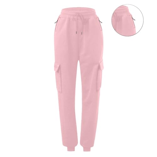 Girls Baggy Cargo Sweatpants Wide Leg High Waist Loose Athletic Kids Joggers Fall Hiking Running (Pink, 3-4 Years)3