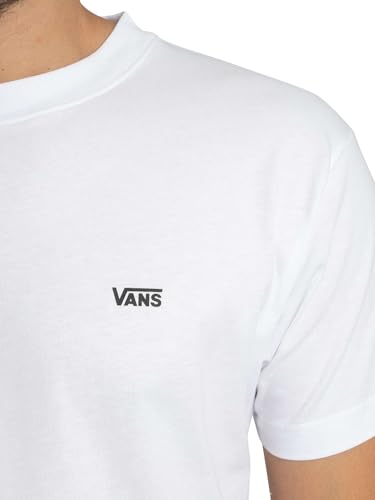 Vans Hombre Camiseta con Logo En El Pecho Izquierdo, White, M