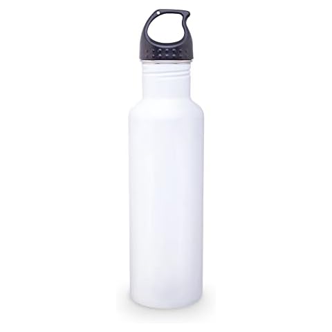 Simply Green Solutions - Stainless Steel Water Bottle for School, Workout, & Work, Reusable Water Bottles for Women & Men, Wide-Mouth Water Flask, White Water Bottle with Screw-On Lid, 24oz Cover