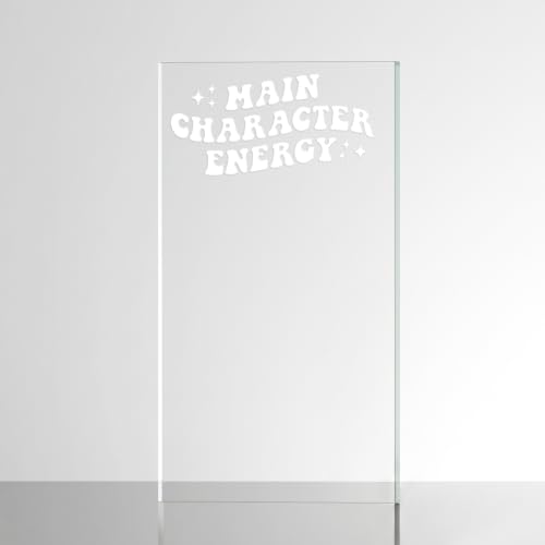Image of Sticker for Glass & Mirrors| Minimal Vinyl Decal for Bedroom Bathroom & Cafe | Self-Adhesive Waterproof Quote Mirror Sticker | Aesthetic Decals (Main Character Energy, Medium, Matt White)