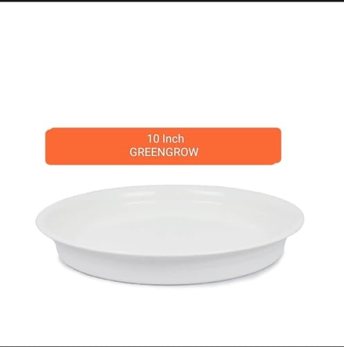 Image of Gamla Tray 10 Inch for Plant Pots Planter Bottom Plate Plastic Drip Tray (White, Pack of 8)