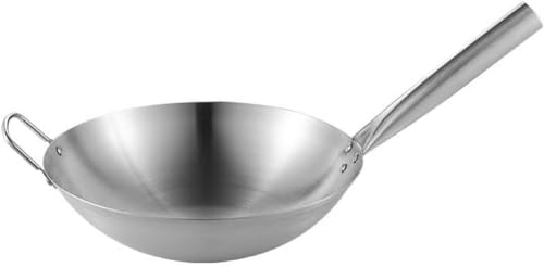 Wok de acero inoxidable 304, 34 cm, hecho a mano miniatura 1