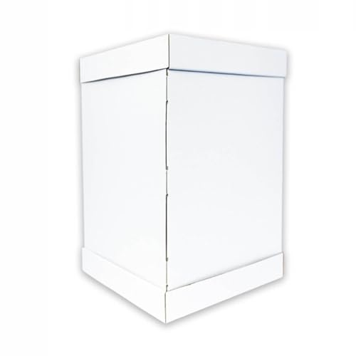 KAPAK Tortenkarton Weiß 30x30x45 cm - Extra hohe Tortenbox für mehrstöckige Hochzeitstorten - Stabile Tortentransportbox aus Wellpappe - Kuchen Transportbox