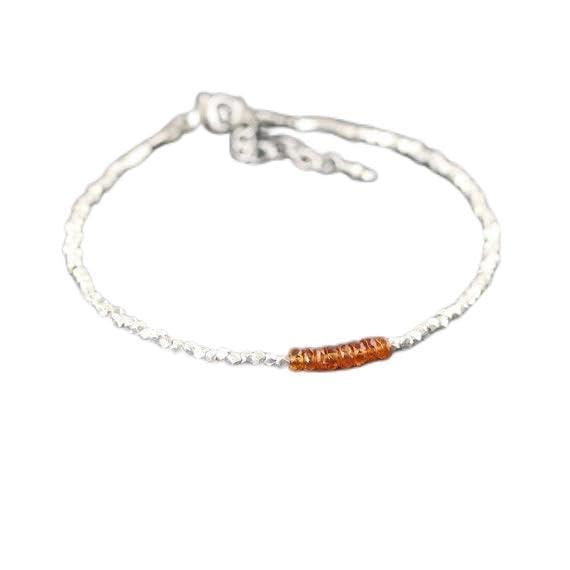 Bracelet grenat mandarine 3mm LKBEADS rondelle ajustable LCBR-4374