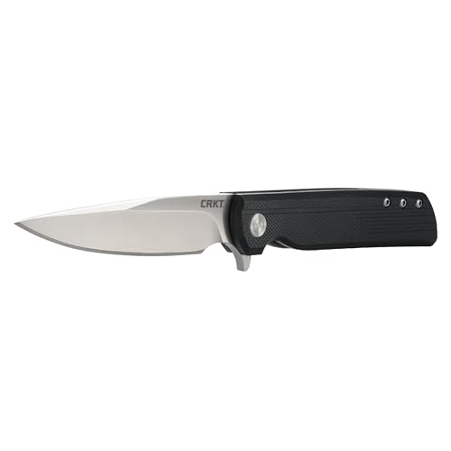 CRKT LCK + Everyday Carry Assisted Folding Knife with Liner Lock: Stainless Steel Plain Edge Blade, Glass-Reinforced Nylon Handle, Pocket Clip, 3801