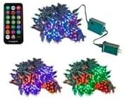 Miniatura 7 de Novelty Lights Juego de mini luces LED de 200 RGB que cambian de color, espacio de 4 pulgadas, cable verde, 67 pies