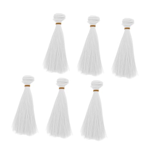 Gadpiparty 6Pcs Decorative Doll Wigs Straight Synthetic Hair Extensions for Doll Rerooting for Cosplay Parties and Art Crafting Soft and Durable High Temperature