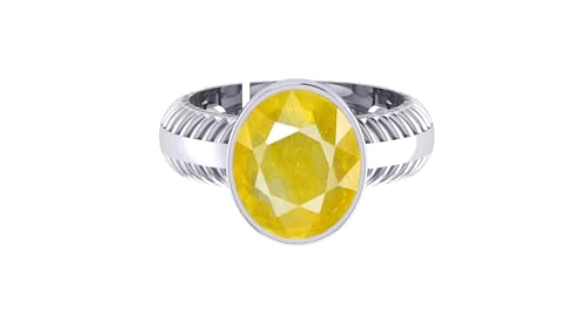 Unheated Yellow Sapphire Silver Plated Adjustable Ring, 11.25 Ratti